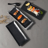Assiette rectangulaire en mélamine noire mate incassable de 10 pouces pour la restauration