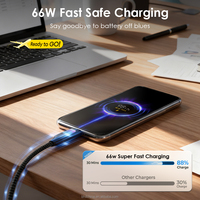 Nouveau câble de données lumineux coloré creux USB-C vers USB-C PD 60W à charge rapide, câble USB-A vers USB-C 66W pour Huawei, iPad, iPhone 17