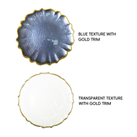 Assiettes de présentation en verre transparent à bord doré, design texturé, pour mariage et dîner, par le fabricant