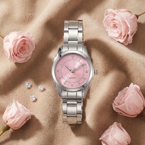 Montre à quartz minimaliste pour femme, bracelet en acier inoxydable, cadran blanc, montre tendance pour tous les jours - Product Image 2