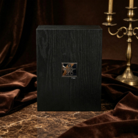 Boîte cadeau en MDF imitation bois, design à double porte, avec doublure en velours, logo personnalisé, pour une bouteille, coffret de rangement de luxe pour Cognac XO