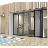 Puertas Plegables de Aluminio Modernas y Minimalistas, Impermeables, para Villas, Hoteles, Áreas Comerciales, Divisiones de Viviendas