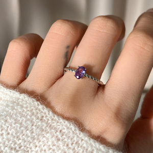 Anillos <span class=keywords><strong>de</strong></span> Circonia Cúbica Chapados en Oro <span class=keywords><strong>de</strong></span> 18K, Coloridos, Rosa, Verde, Morado, Ovalados, para Mujer - Product Image 2