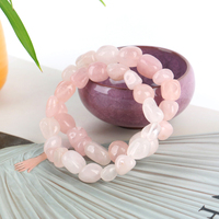 Pulsera de Cuarzo Rosa Pulido de Alta Calidad al por Mayor, Pulsera de Cuentas Irregulares de Cristal