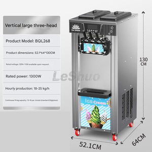 Máquina de Helado Suave Comercial de Acero Inoxidable de 3 Sabores, Automática, con 220v para Ingredientes de Leche, Agua y Chocolate, BQL-28 I - Product Image 6
