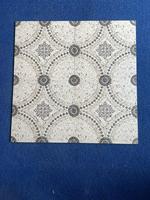 Azulejos de Cerámica Antideslizantes Estilo Francés 400x400mm, Diseño Vintage de Mosaico para Baño, Patrón Geométrico Retro en Gris y Blanco