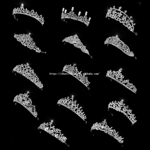 Couronnes de mariage en strass et diadèmes en métal cristal sur mesure en gros, avec placage argent clair - Product Image 1