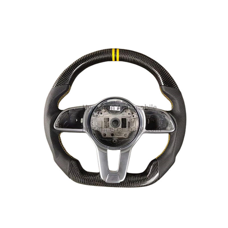 Perforated Leather+carbon fiber+yellow logo+yellow stitching