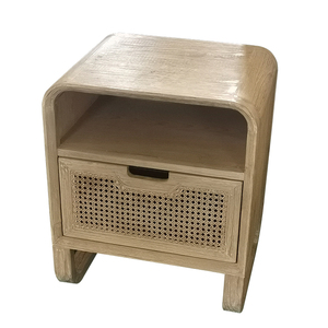 KVJ-6672 Antique <strong>Rattan</strong> and Reclaimed Wood <strong>Bedside</strong> <strong>Table</strong> Nightstand - Product Image 1