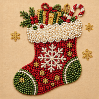 Kit de Peinture Diamant Perle Formée Spéciale Noël, Mosaïque de Strass à Percer Partiellement, Bricolage Artisanat Décoration Murale Maison, Cadeau de Noël