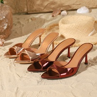 Mules à talons hauts de luxe style français personnalisées en gros, escarpins sexy à bout ouvert pour soirée