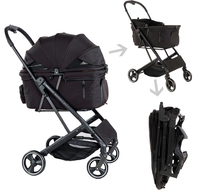 Promotion Luxe Poussette pour animaux de compagnie (chats et chiens) à grande hauteur, légère, pliable, 4 roues, en aluminium, grande capacité 150lbs, usage quotidien