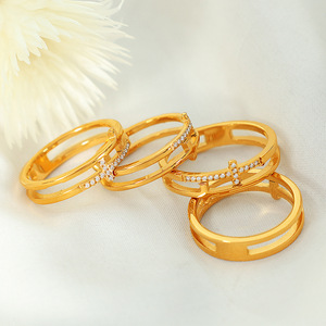 แหวนดีไซน์เรขาคณิต ฝังไมโครเพฟ ไทเทเนียมสตีล เครื่องประดับสำหรับสวมใส่ทุกวันสำหรับทั้งชายและหญิง - Product Image 2