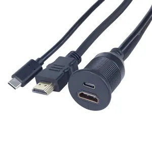 汽车仪表板嵌入式安装USB C HDM I端口汽车收音机立体声音频视频USB C延长线