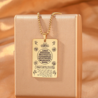 Collier en acier inoxydable anti-ternissement avec calligraphie arabe islamique, pendentif religieux à motif de rose, bijou musulman, cadeau