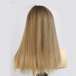 Femmes topper top qualité Balayage blonde cheveux vierges non transformés noués à la main base de soie toupet pour femme blanche - Product Image 6
