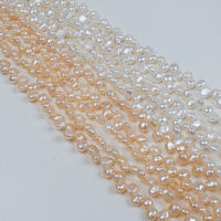 Chaîne de perles d'eau douce baroques percées sur le dessus, perles brillantes double face blanches et orange pour bijoux faits à la main, vente en gros en vrac
