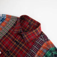 Kunden spezifische OEM mehrfarbige Patchwork-Kette Stickerei Baumwolle gemischte Flanell Langarm Designer-Shirts für Männer
