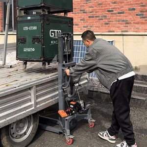 300kg piccolo sollevamento carrello elevatore Stacker <span class=keywords><strong>Mini</strong></span> forcella autocarro autocaricamento carrello elevatore Semi elettrico Stacker - Product Image 4