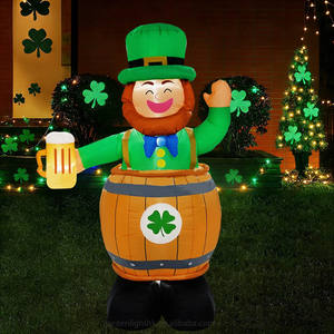 Decoración Inflable para Jardín con Luz LED Impermeable para el Día de San Patricio, Duende de 1.5 Metros con Vaso de Cerveza, Alimentado por CC - Product Image 3