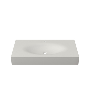 Lavabo de Piedra Artificial ODM con un Solo Orificio, Lavabo Suspendido en la Pared, Rectangular, Blanco, Moderno, para Baño - Product Image 2