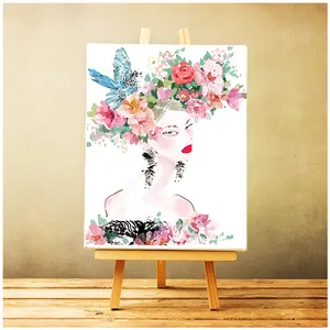 Tinart Drop shipping özel tasarım DIY boyama çiçek güzellik kız tuval akrilik boya çerçeve ile