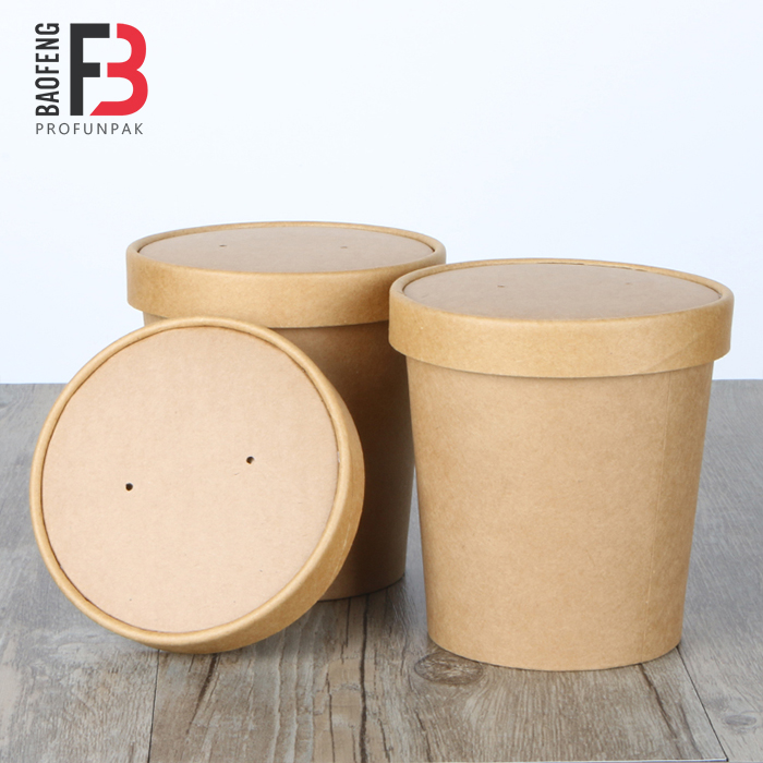 8 унций 12 унций 16 унций 26 унций 32 унций одноразовая миска для супа из пищевой крафтовой бумаги с бумажной крышкой
