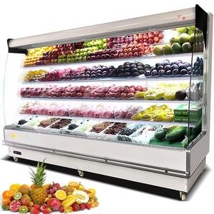 Réfrigérateur de supermarché Commercial de taille personnalisée, présentoir de fruits enfichables, vitrine de réfrigérateur de légumes avec pulvérisateur