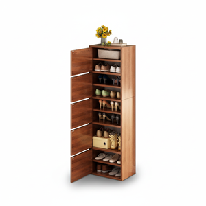 Meuble à chaussures en bambou pour entrée de maison, surélevé, grande capacité, anti-poussière, rangement vertical, simple, ultra-étroit, multifonctionnel, petit format - Product Image 1