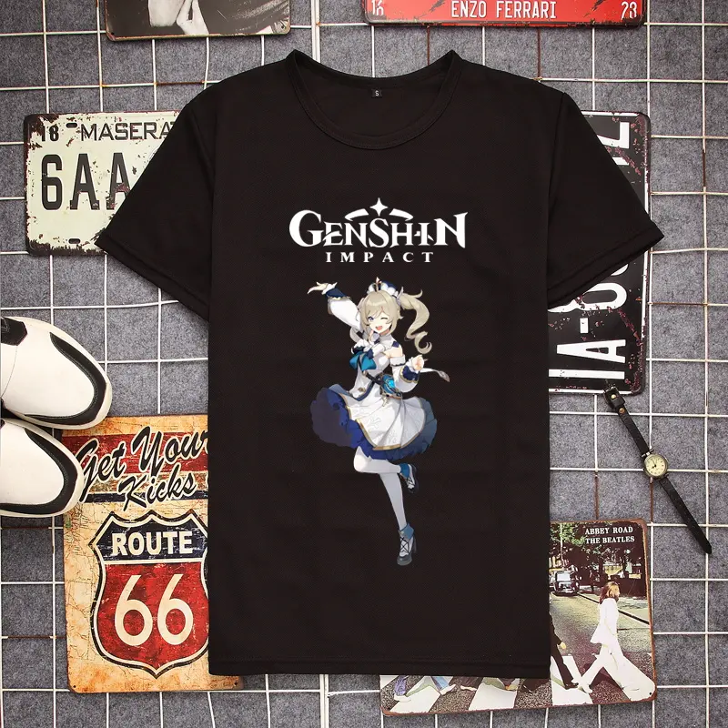 Kawaii Barbara Printed T Shirt Genshin Impact Game Cartoon Graphic Tops Summer Hipster Unisex Tshirt Soft Casual Loose Otaku Tee