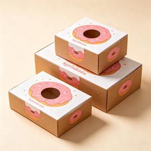 Wholesale Custom Printed Donut <b>Takeaway</b> Boxes Eco Friendly Food Grade Paper Donut <b>Container</b> Packaging For Donut Muffin Pastry - Product Image 4