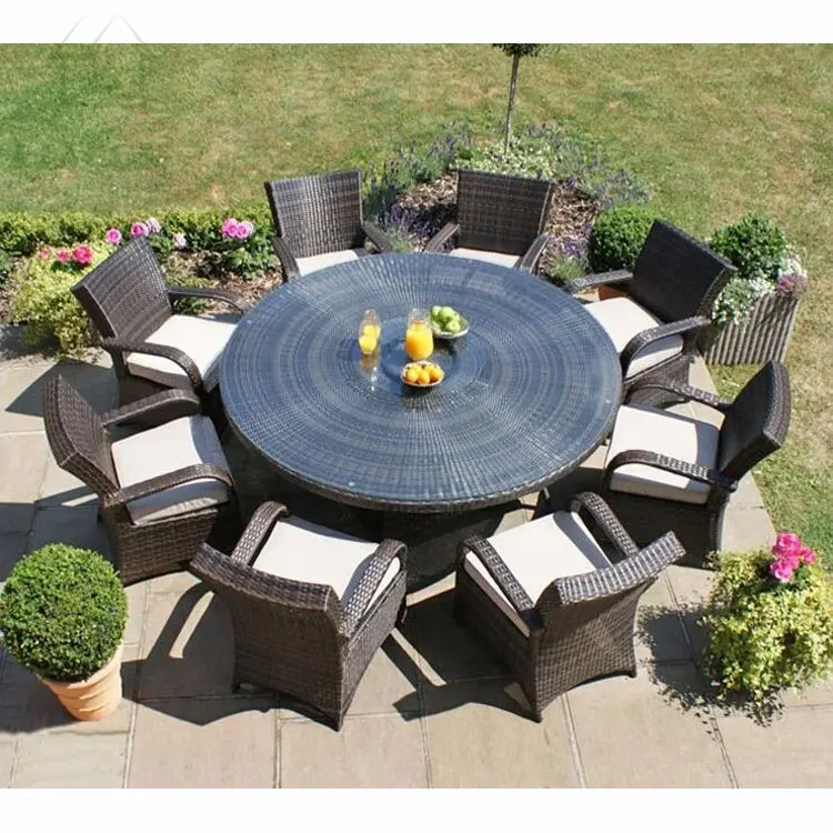 Tavolo rotondo esterno impermeabile patio salotto mobili da giardino in rattan set da pranzo