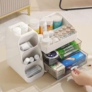 Boîte à médicaments en plastique pour la maison, type tiroir de rangement multicouche, boîte d'organisation transparente, grande capacité, étagère à médicaments de bureau - Product Image 4