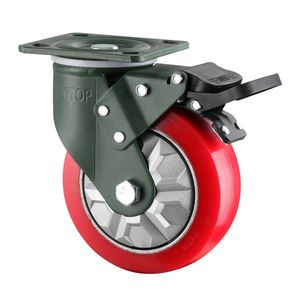 4 5 <span class=keywords><strong>6</strong></span> 8 inç kırmızı pu alüminyum çekirdek tekeri endüstriyel tekerlek ağır sanayi sarhoş tekerlek - Product Image 2