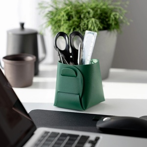 Boshiho Leather Pen Pot Office <b>Desk</b> Pen Holder Foldable Storage Tray Makeup Brush Basket Box Pouch - Product Image 6