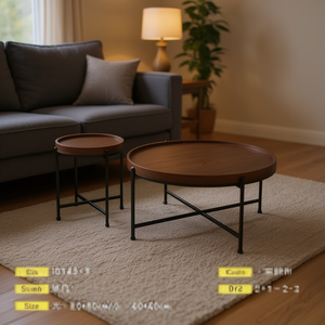 Set di Tavolini da Caffè Homeera 80x40cm con Piano in Legno e Struttura in Ferro, Design Moderno Industriale per Soggiorno - Product Image 2