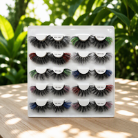 Bulu Mata Mink Warna-Warni Grosir Private Label, Bulu Mata Mink 3D Asli 25mm, Bulu Mata Strip Berwarna-warni