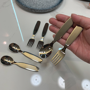 Juego de Cubiertos de Acero Inoxidable DF BC de Dos Piezas con Mango Corto, Pulido Espejo, para Uso Doméstico, para Niños, para Helado y Pastel - Product Image 5