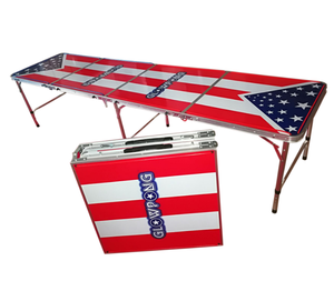Table de bière-pong en alliage pliable en gros avec design drapeau américain et étui portable pour la fête de hayon en plein air et l'événement de jeu - Product Image 1