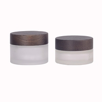Frasco de vidrio esmerilado de 30 g con tapa de madera Frascos de vidrio cosmético Frasco de vidrio de 30 ml con tapa de madera de Fresno para crema facial