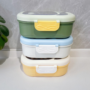 Niedliche Kinder-Edelstahl-Thermobehälter mit 2 Fächern, Auslaufsichere Schul-Tiffin-Bento-Lunchbox für Kinder - Product Image 4