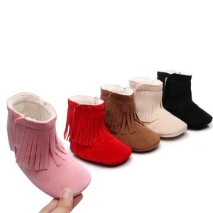 Botas de algodón térmicas con borlas elegantes, calzado <span class=keywords><strong>infantil</strong></span> cálido de felpa, primeros pasos antideslizantes para bebés - Product Image 2