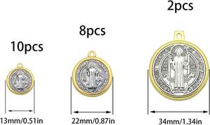 20 Piezas de Medallas de Aleación de San Benito de Nursia, Patron contra el <span class=keywords><strong>Mal</strong></span>, 13mm 22mm 34mm para Fabricación de Joyería DIY - Product Image 2