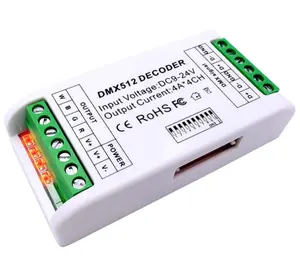 DC9-24V 4Ax4CH מיני 4 ערוץ RGBW DMX 512 מפענח בקר לrgb RGBW LED רצועת