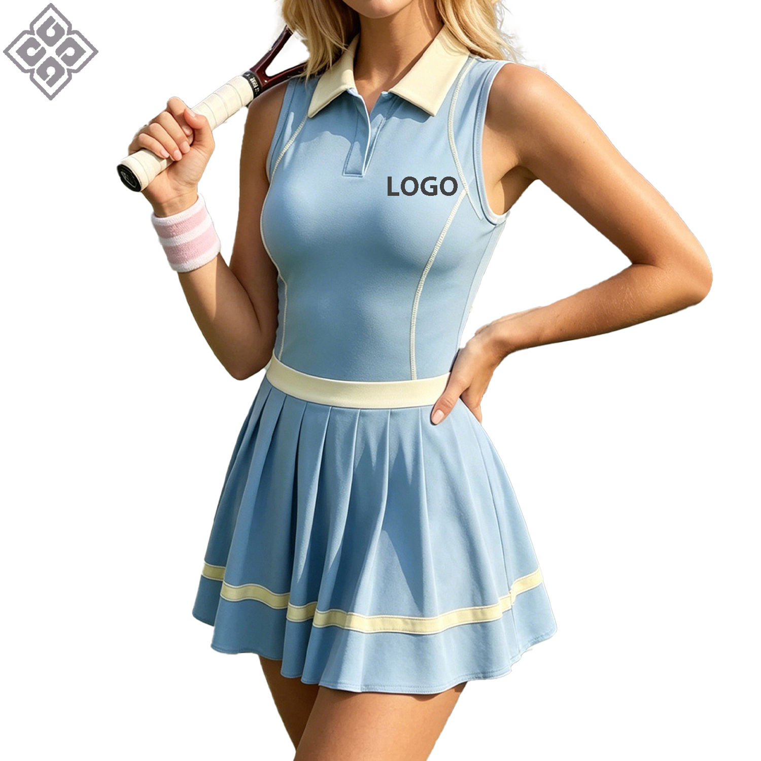 OEM Custom Logo Women Pleated High Waist Anti-Exposure Sports Dress Summer Activewear for Tennis Golf Yoga Fitness Workout