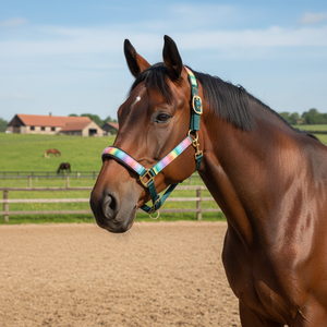 Harnais en corde de nylon durable tendance pour l'équitation avec des attaches réglables, rembourrage en polaire, bandeau pour le nez, bandeau pour la tête, pièces pour les joues - Product Image 3