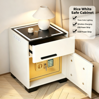 Table de chevet intelligente multifonctionnelle pour chambre d'hôtel avec deux tiroirs, éclairage LED, panneau tactile, coffre-fort et recharge sans fil