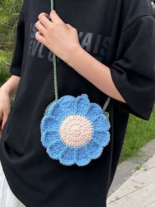 Bolso Tejido de Lana, Bolso Pequeño de Ganchillo Fresco y Ligero, Nuevo Bolso de <span class=keywords><strong>Mujer</strong></span> Artesanal con Flores 2026, Bolso de Hombro - Product Image 4