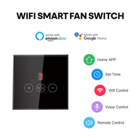 Interrupteur de ventilateur de plafond intelligent Wi-Fi Glomarket Tuya, norme européenne, en verre, tactile, avec télécommande via application, pour le contrôle de la vitesse du ventilateur électrique
