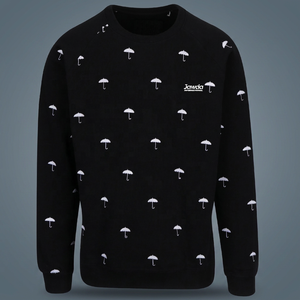 OEM Wholesale Men's Black Crew Neck Sweatshirt With White Umbrella Print Regular Fit Casual <b>Pullover</b> Knitted 100% Cotton Autumn - Product Image 3